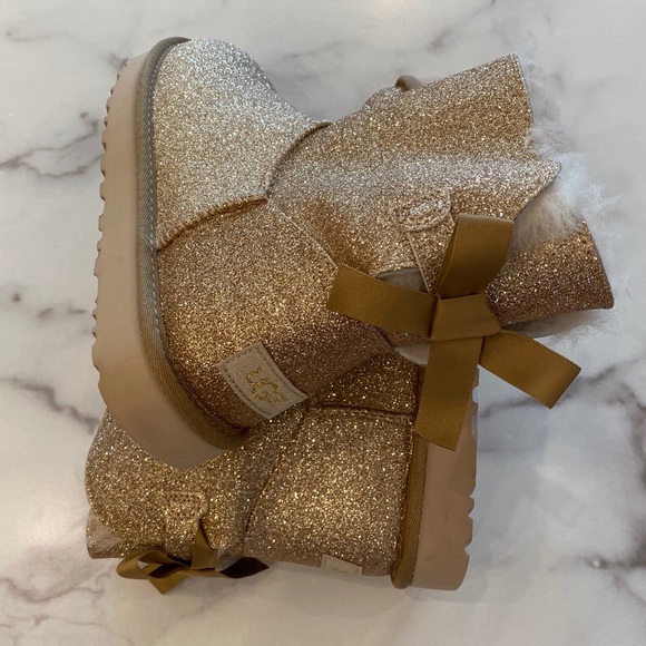 UGG Mini Bailey Bow II Sparkle Glitter Ankle Boot - Picture 10 of 15